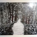 Waldweg  50 x 40 cm Leinwandpapier (inkl. Rahmen)